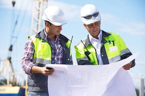 two engineers at construction site